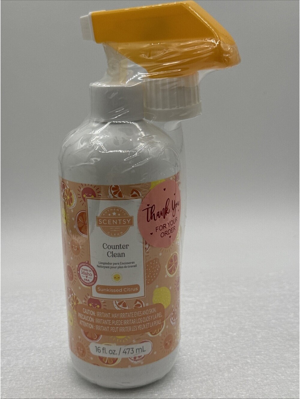 New SCENTSY COUNTER CLEAN in Sunkissed Citrus Scent Spray Bottle 16 Fl Oz 33017